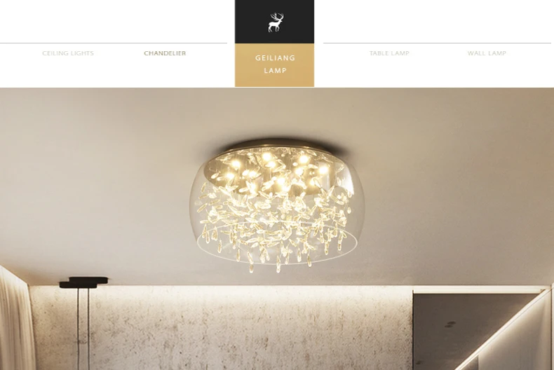 Современная простая хрустальная люстра потолочный светильник RC Lustre светодиодный потолочный светильник скандинавские светильники для спальни гостиной