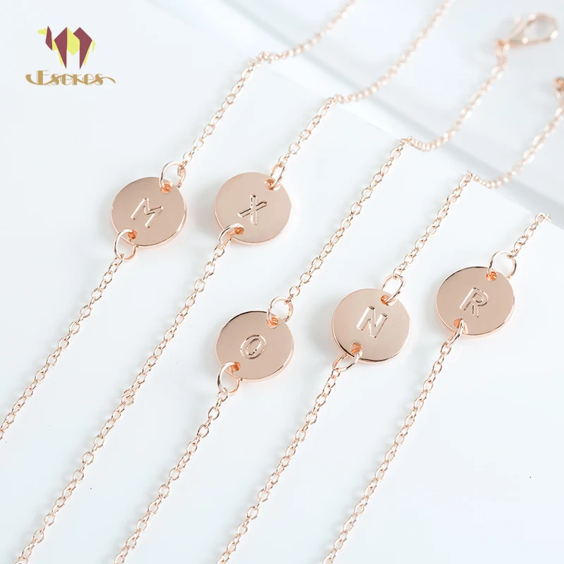 

ESERES Rose Gold Letters Bracelets For Women Personalized Name Alphabet Bracelet Fashion Jewelry