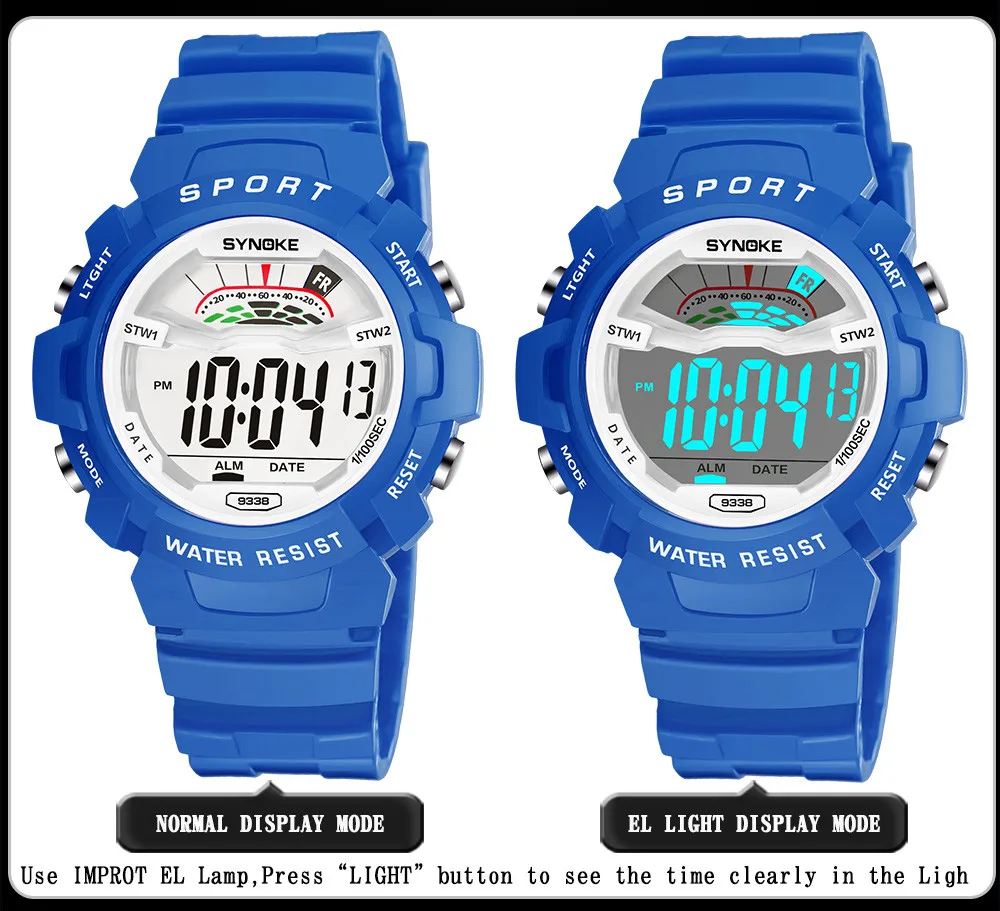 Двойной цифровой механизм для детей мальчиков и девочек водонепроницаемый спортивный светодиодный цифровой наручные часы с отметкой даты