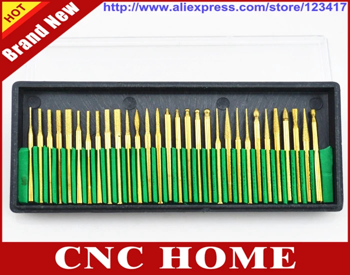 

30 pcs/set 3MM Titanium Diamond Router Bit Dremel Burrs Bur Set Rotary Tool Drill Bit Power Tools on Rock, Jewelry, Glass