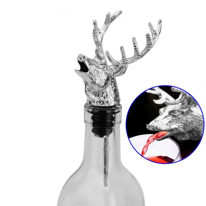 Alloy Deer Stag Head Wine Pourer Wine Bottle Stoppers Aerators Bar Tools FP8 Alloy Deer Stag Head Wine Pourer Wine Bottle Stoppers Aerators Bar Tools FP8