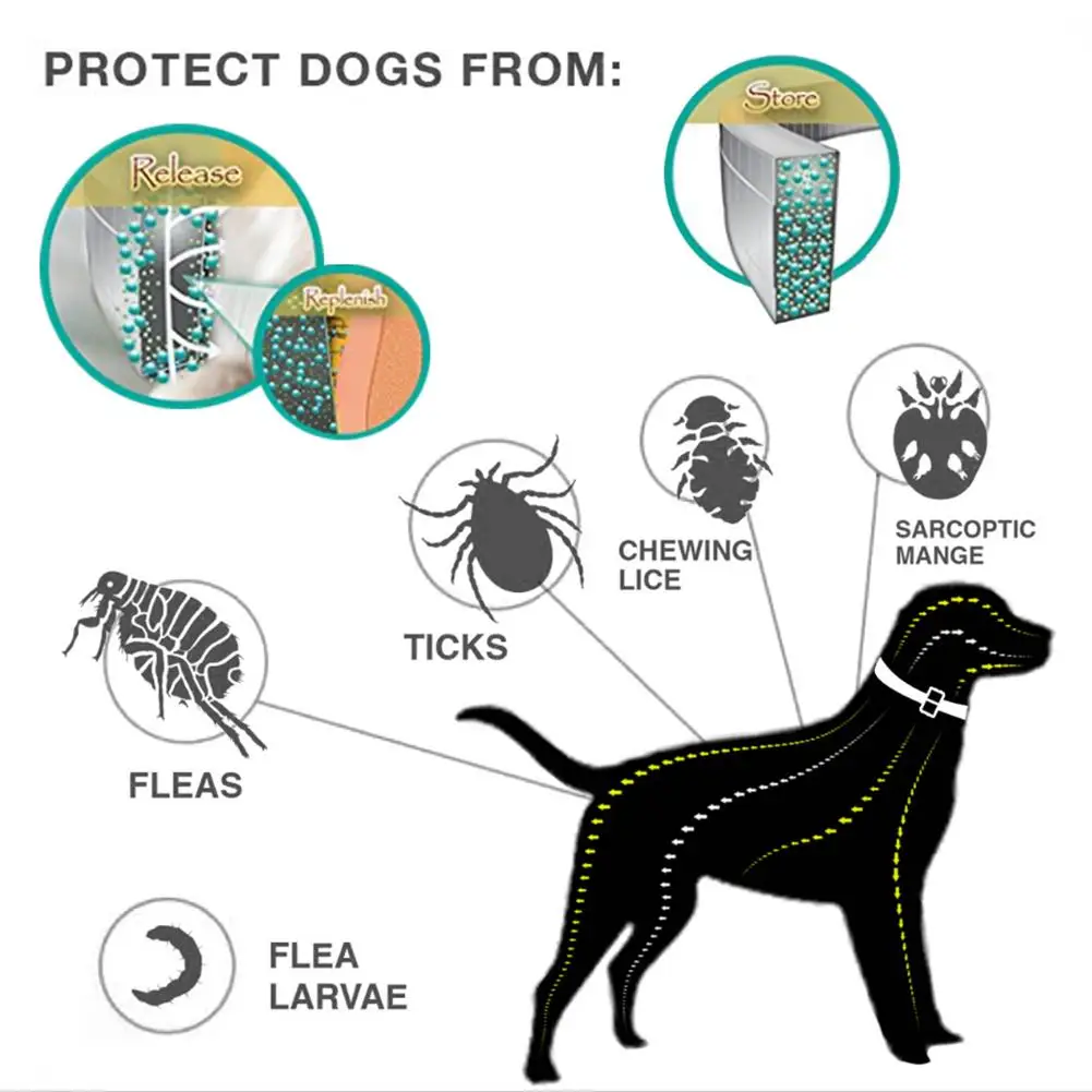 

Dog Flea Collar Eliminating Tick Flea Mosquito Pest Repellent Collar for Pet Dog Natural Pest Removing Oil Flea Repellent Collar