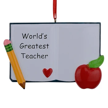 

Wholesale World's Greatest Teacher Book Personalized Polyresin Christmas Ornaments As For Holiday Gifts