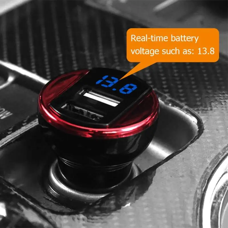 Универсальное автомобильное зарядное устройство с двумя USB портами 5 В/2 4 А и ЖК