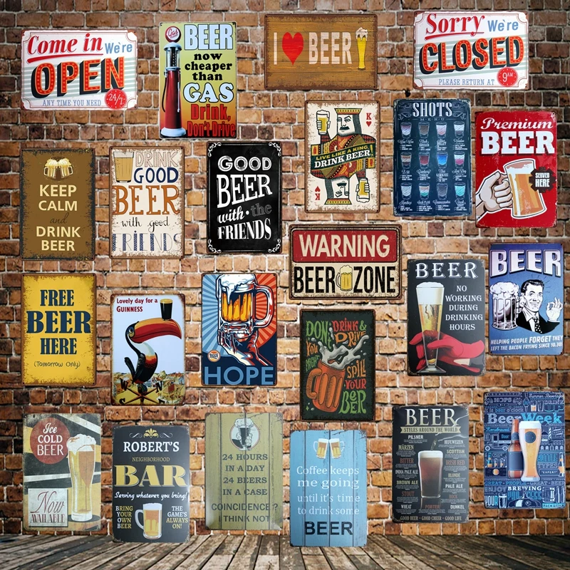 [WellCraft] надпись GOOD BEER ZONE KEEP CALM винтажная открытая металлическая табличка