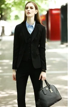 

High Quality Custom Made Lady Women PANTS Office Suits Sleeve Three-pieces Female Business Blazer Trousers (Jacket+Pants+Vest)