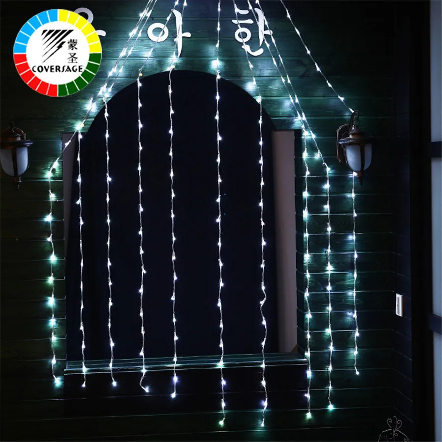 

Coversage 2x3M 240 leds Christmas Garlands 2Pcs LED String Led Guirlande Curtain Fairy Party Garden Wedding Decoration Lights