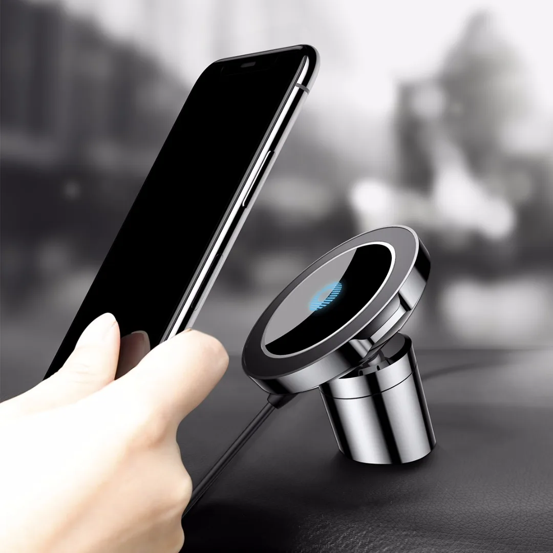 Black car Mangetic Air Vent Mount Holder QI Wireless Charger Fast Charging
