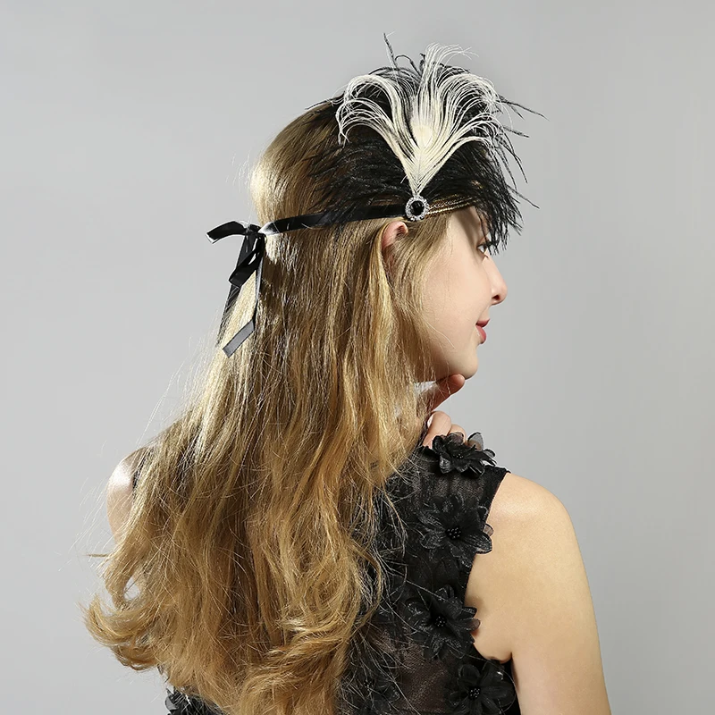 Fashion 1920s Gatsby Women Feather Hair Accessories Exquisite