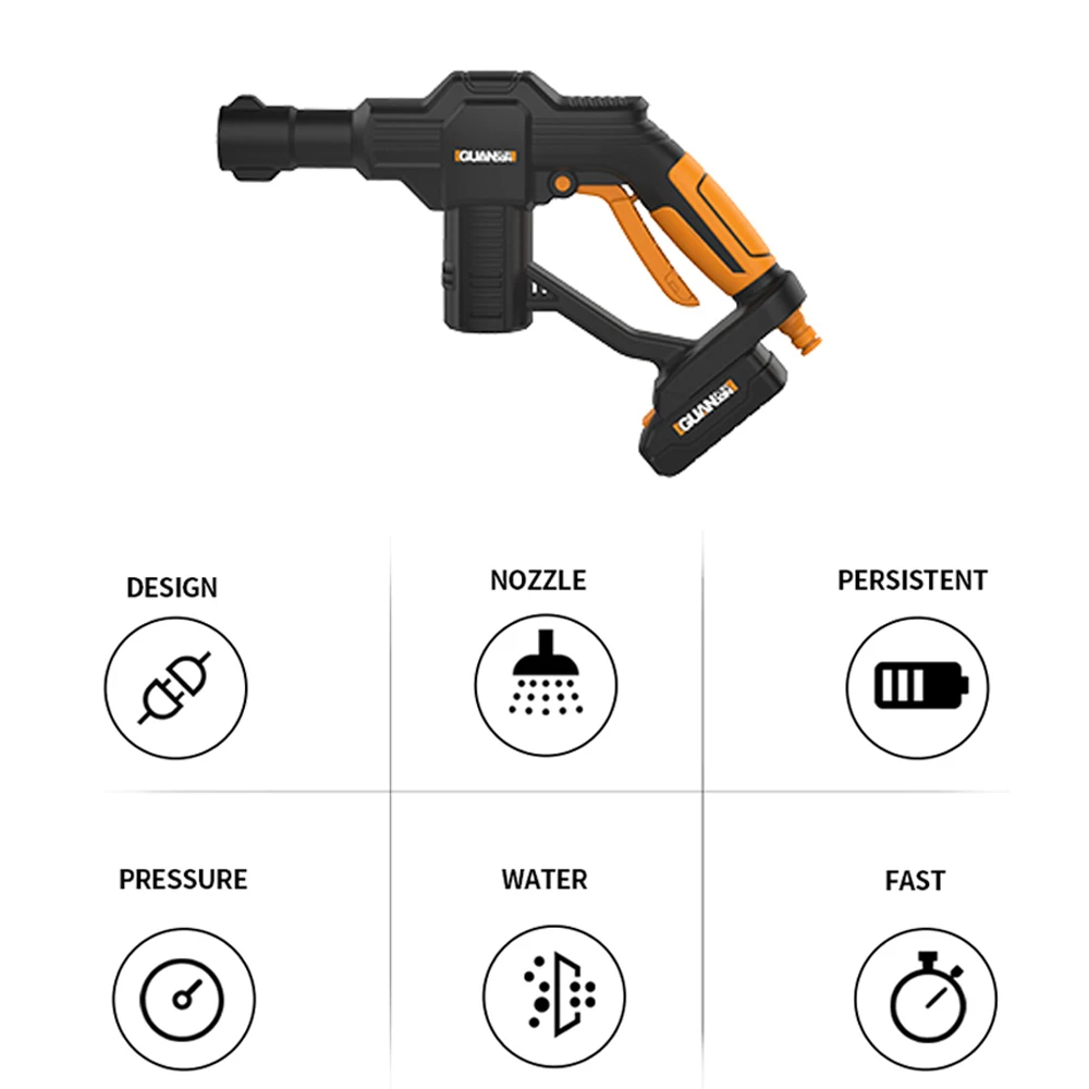 

Car Portable Wireless Multifunctional Cordless Pressure Cleaner Washer Water Hose Nozzle Pump with Battery EU Plug