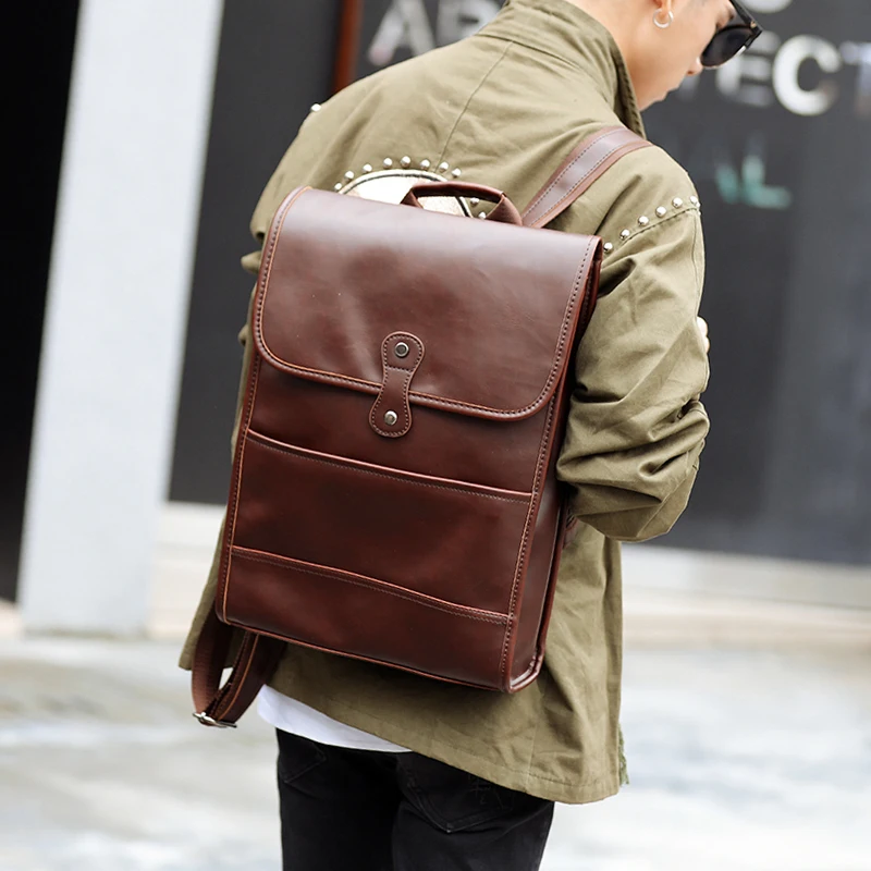 Tidog Crazy Horse Leather Shoulder Bag Student Backpack Backpacks