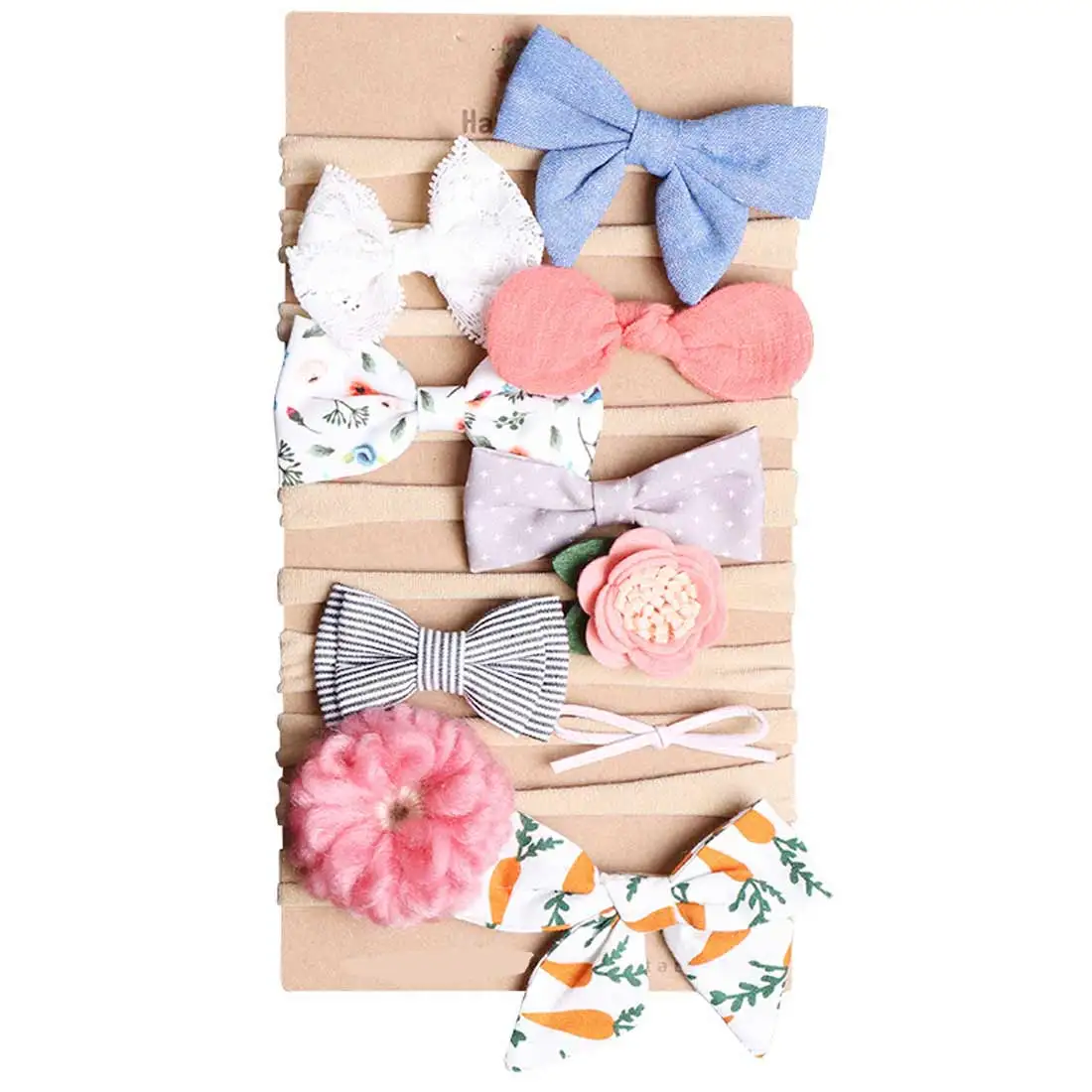 

Cute Rabbit Ear Baby Headband Bow Elastic Bandanas Baby Girls Headbands Children Turban Hair Accessories Set