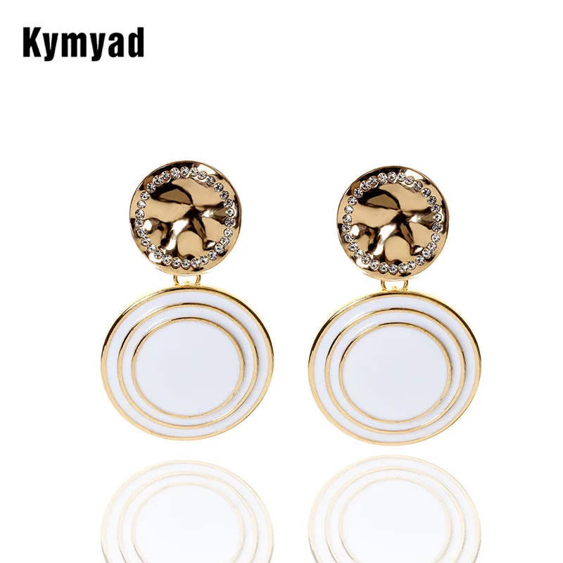 

Kymyad New Stud Earrings For Women 2018 Costume Jewelry Crystal Earrings Geometric Earings Fashion Jewelry Business Brincos