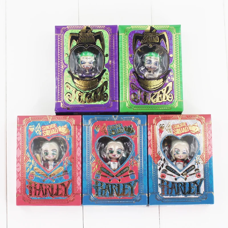 3cm 5pcs lot Suicide Squad Harley Quinn Joker Pendant Keyring Keychain PVC Action Figure Model Toy