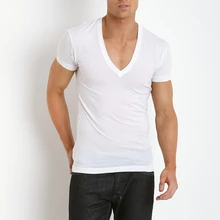 sn's/модная футболка с коротким рукавом и низким воротником, большой v-образный вырез, короткий рукав, тонкая однотонная плотная футболка из белого хлопка