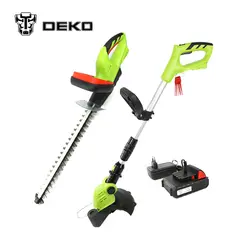 DEKO 20 В Литий-Ионная Батарея Аккумуляторная Триммер и Cordless Хедж-Триммер Garden Tool Set