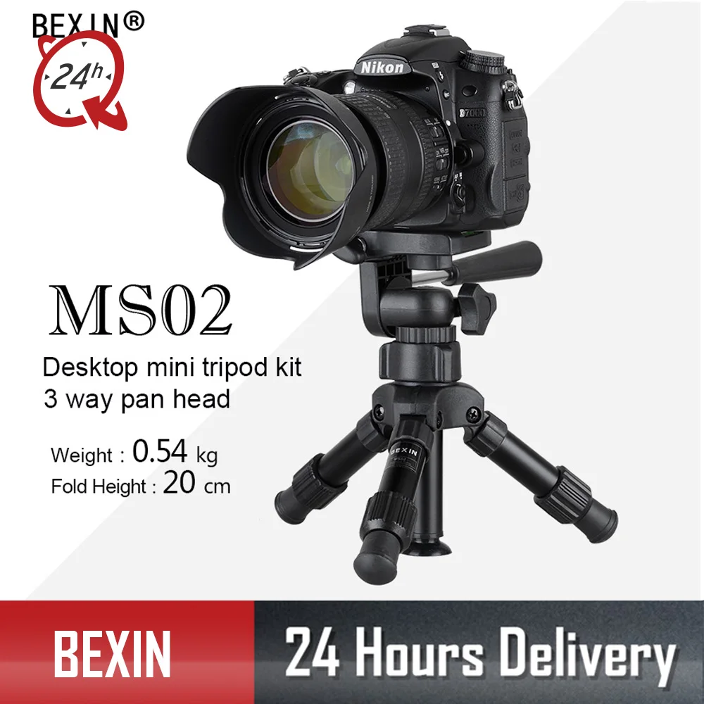 

Hot Aluminum alloy professional portable with 3-way ball head mini tripod small tripod panoramic ball head for dslr camera