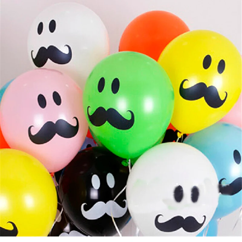 Ballons en Latex à la moustache 12 pouces, 100 pièces/lot, à