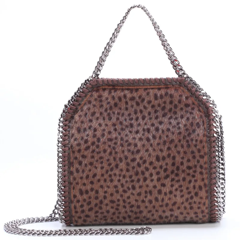 

Mink Fur Bag Women Luxury Chain Handbag Japan Style Fashion Leopard Shoulder Messenger Bags Handmade Square Tote Bag For Ladies