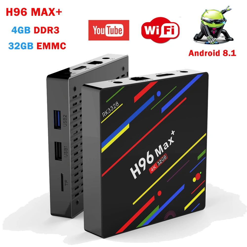Android 8 1 ТВ коробка H96 Max + RK3328 Quad Core 64bit 4 ГБ DDR3 32 EMMC умный Box Wi Fi К H.265 USB 3 0 Декодер