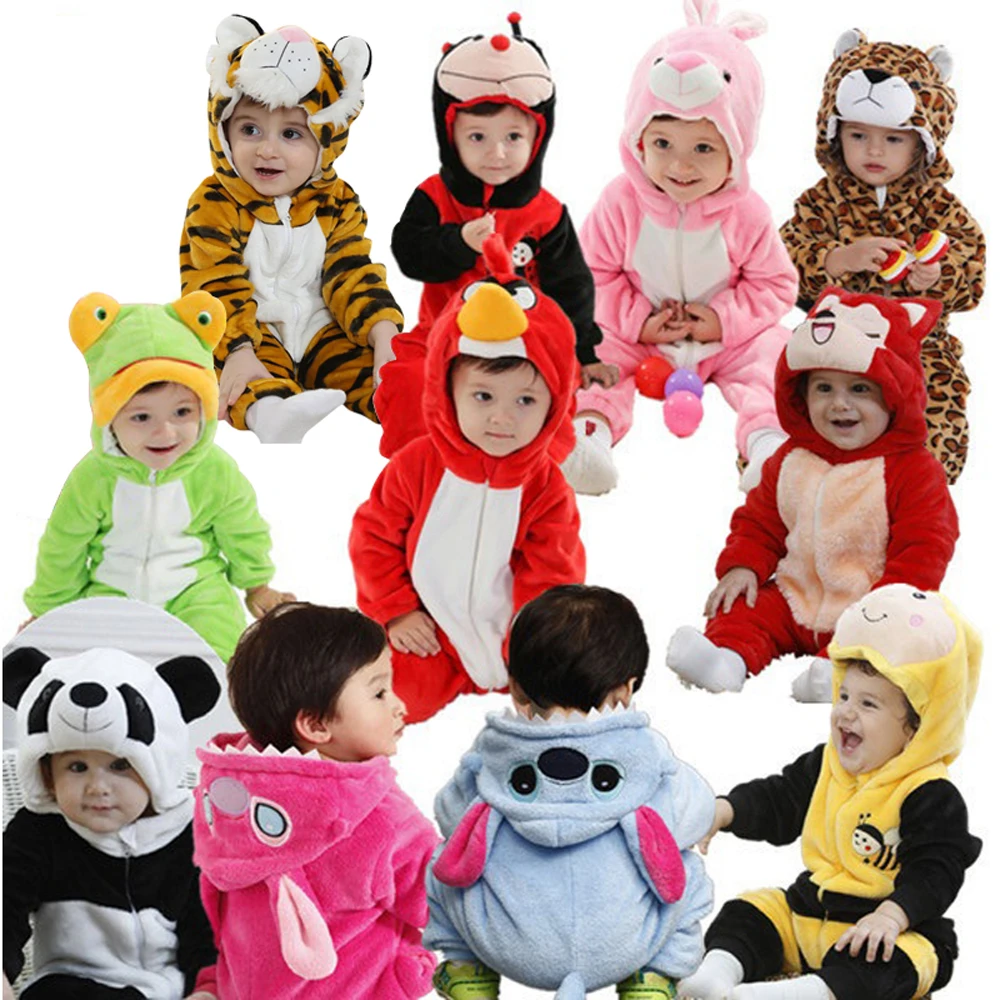 Детский фланелевый комбинезон с капюшоном животными|toddler jumpsuit|animal romperbaby costume |