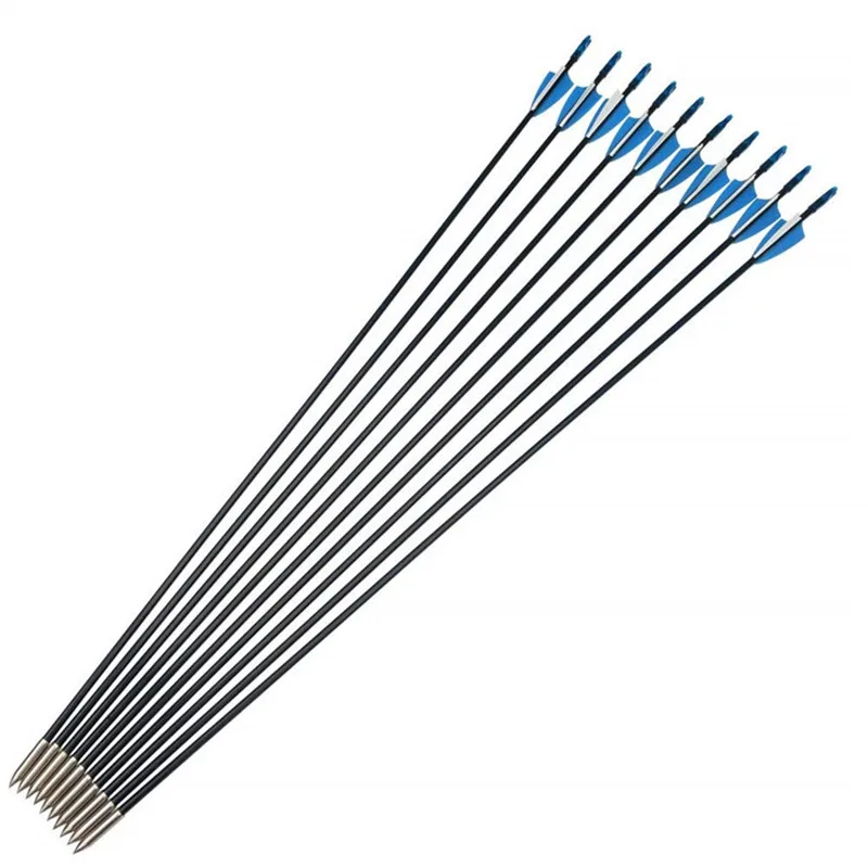 6/12/24pcs 30 inch Glassfiber Arrow Spine 900 Rubber feather Replaceable Arrowhead Archery Recurve Bow Hunting Children's Bow 