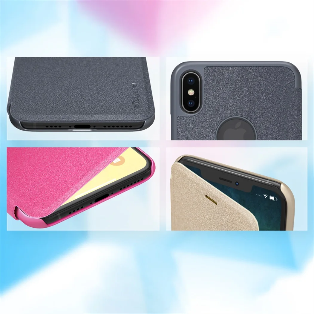 For iPhone XR XS Max cover Flip Case NILLKIN Sparkle super thin Card Pocket Phone flip cover PU leather case for iPhone XS Max iphone 8 plus leather case