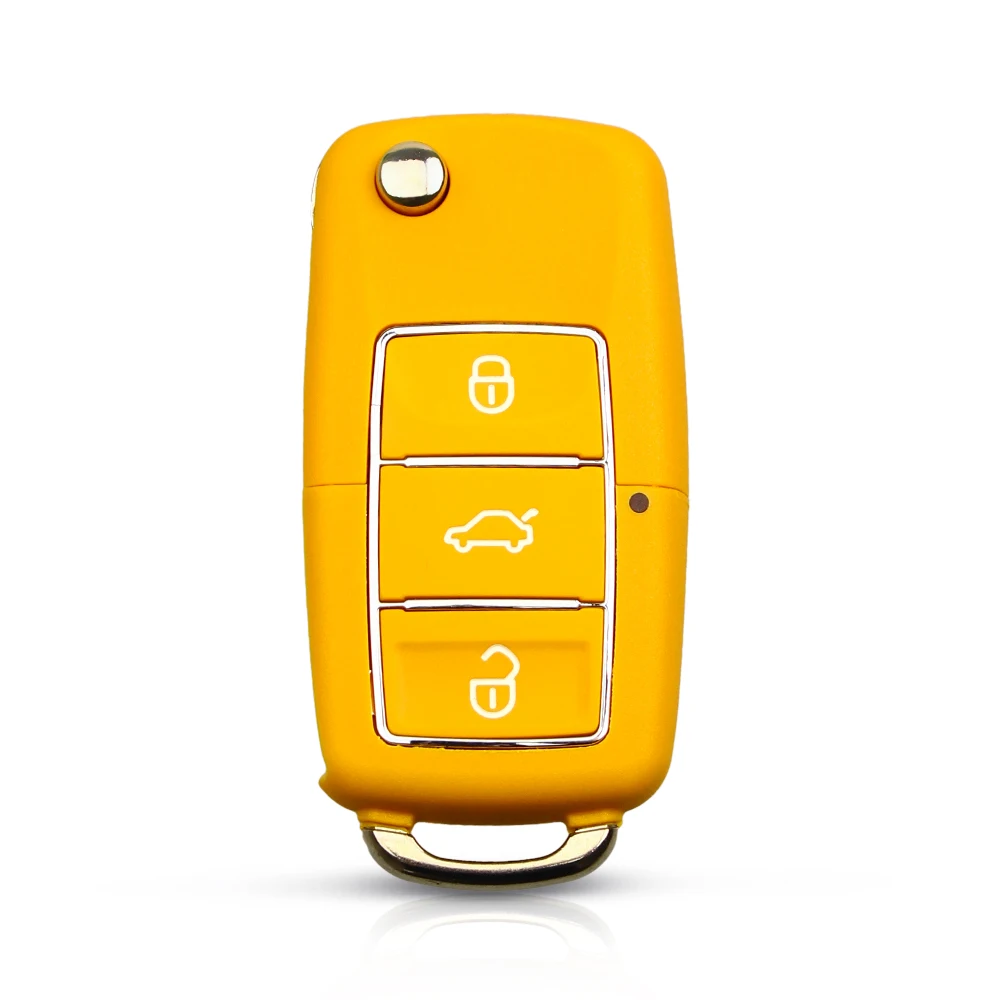 Dandkey флип Автомобильный ключ чехол для Фольксваген Шкода сиденье гольф ПАССАТ поло 3 кнопки складной дистанционный ключ чехол Uncut HU66 лезвие - Название цвета: Оранжевый