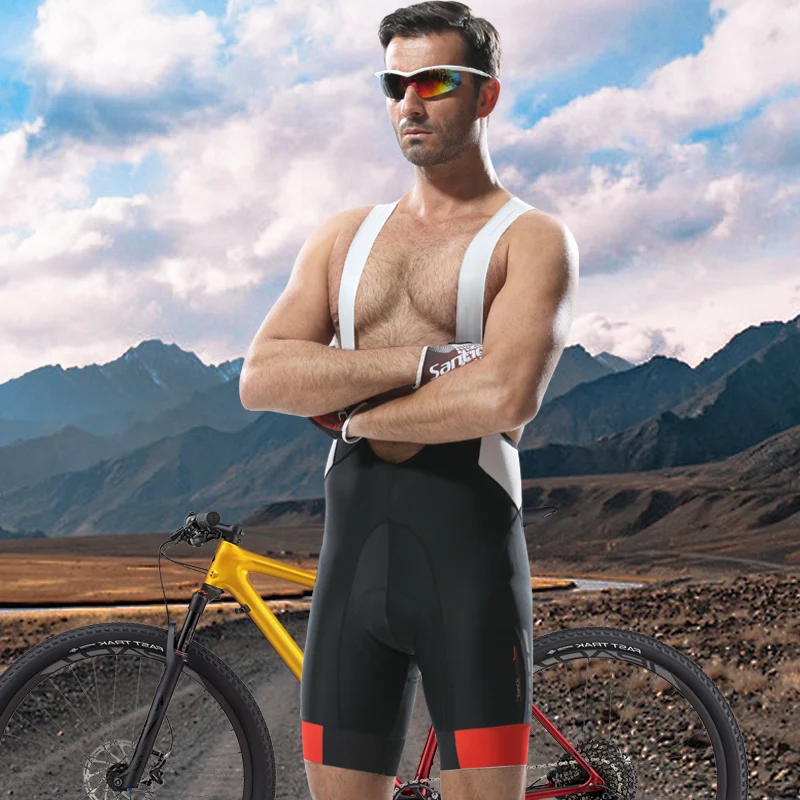 

Santic Men Cycle Bib Shorts Race Bib 4D Padded Mesh Tights Bicycle Bike Shorts Reflective Strips Sweat-absorbent M5C05049H
