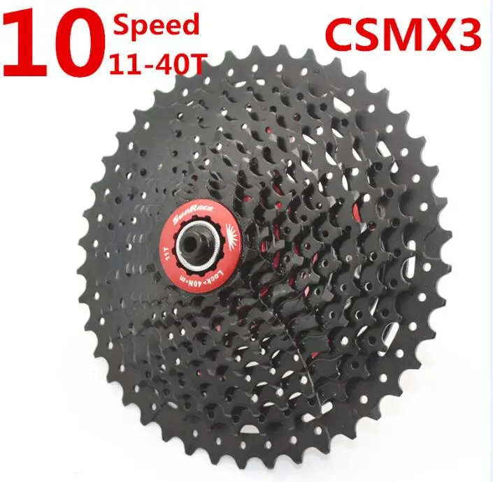 Sunracing 10 скоростей CSMX3 CSMS3 11-40T 11-42T горный велосипед свободного хода 10 S широкое соотношение MTB маховик дать адаптер - Цвет: CSMX3 black 40T