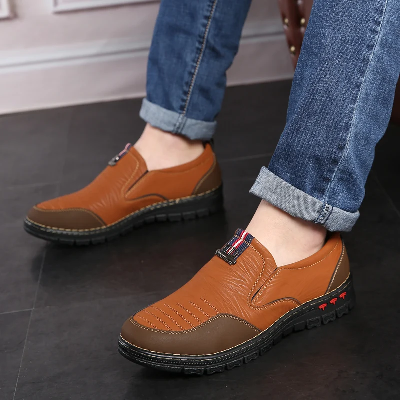 2018 Spring Split Leather Casual Shoes Men Loafers Slip-On Men Shoes Flats Comfortable Men Autumn Shoes Leather Moccasins 2018 Spring Split Leather Casual Shoes Men Loafers Slip-On Men Shoes Flats Comfortable Men Autumn Shoes Leather Moccasins