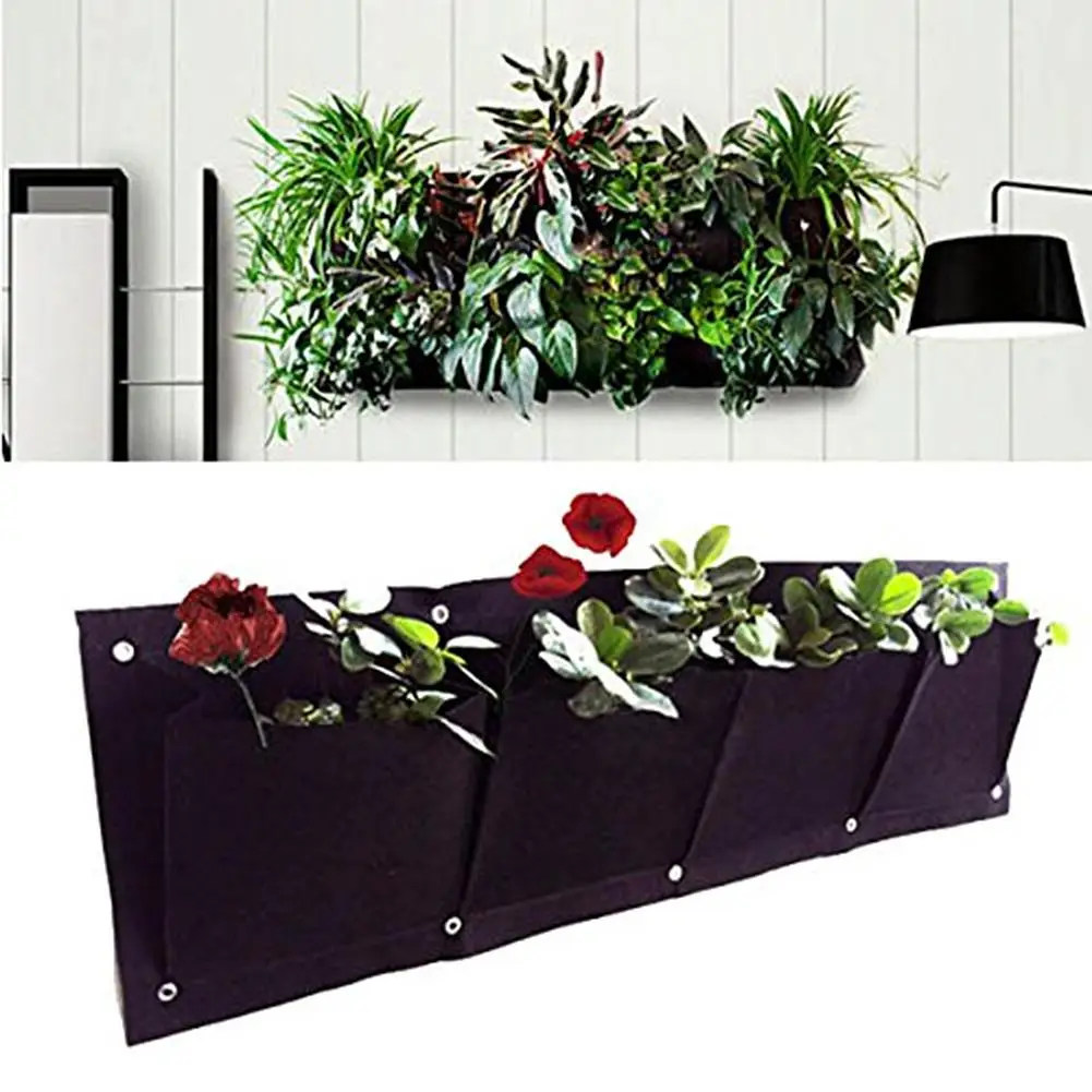 Outdoor Indoor Vertical Gardening Hanging Wall Garden 4 Pockets