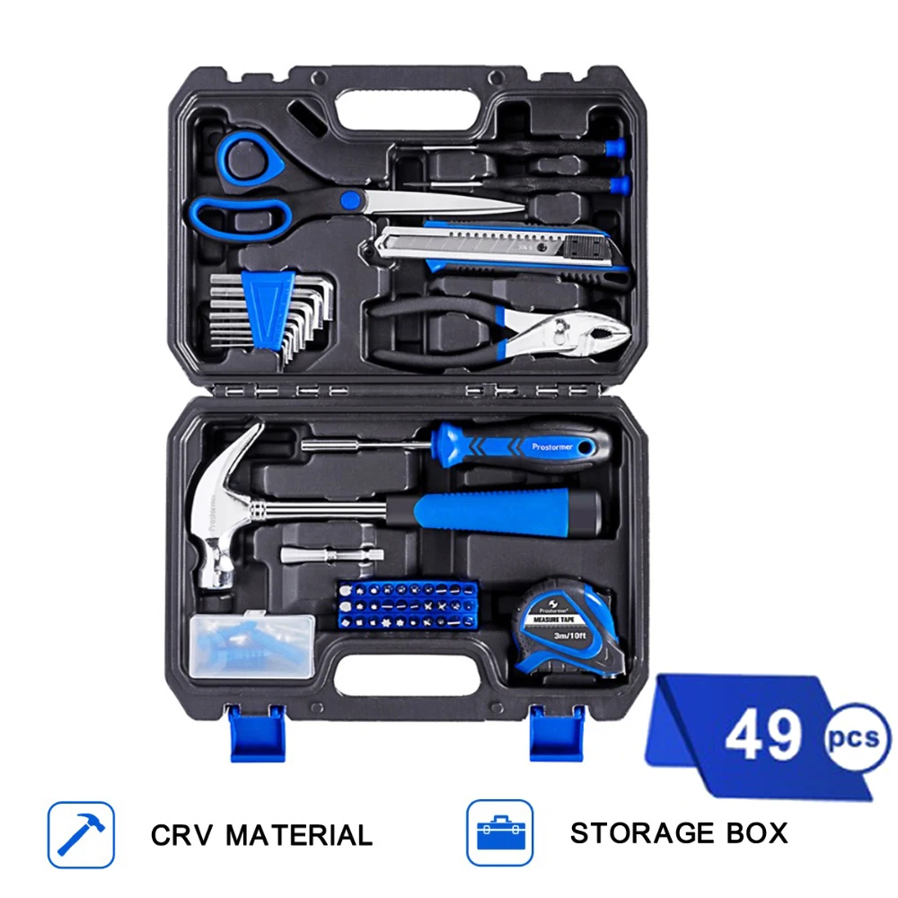 

49Pcs Hand Tools Sets Utility Knife Paper Cutter Scissors with Box Cutter Household and Office Portable Repair Screwdriver Set