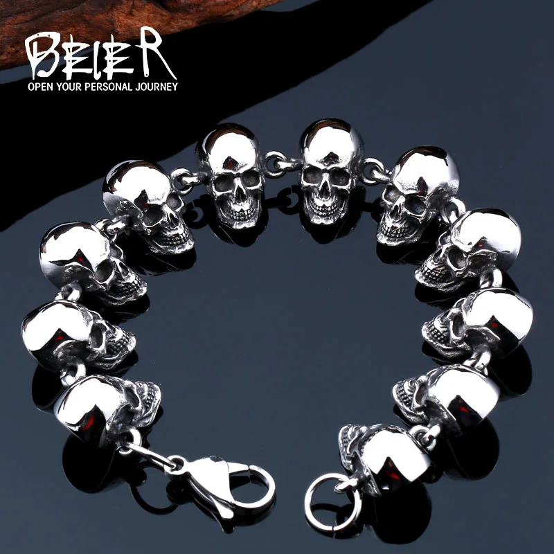Prix pour 2017 New Cool Punk Différence Taille Crâne Bracelet Pour Homme 316 En Acier Inoxydable Homme de Haute Qualité Bijoux BC8-036 Prix pour 2017 New Cool Punk Différence Taille Crâne Bracelet Pour Homme 316 En Acier Inoxydable Homme de Haute Qualité Bijoux BC8-036