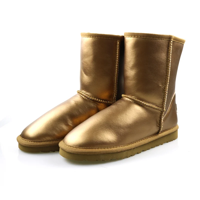 Г., модные толстые зимние ботинки женские ботинки теплые зимние водонепроницаемые ботинки из натуральной кожи ботинки до середины икры - Цвет: copper