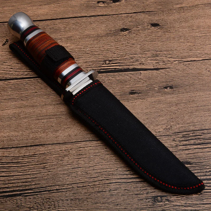 colombia Wood handle Fixed Blade Survival Bowie Hunting Knife K3021B (2)