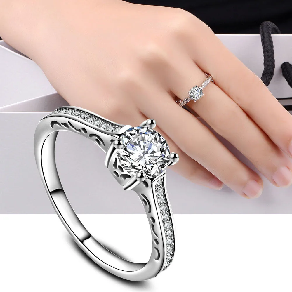 Women rings 2017 ladies Fashion White silver Zircon Wedding Engagement