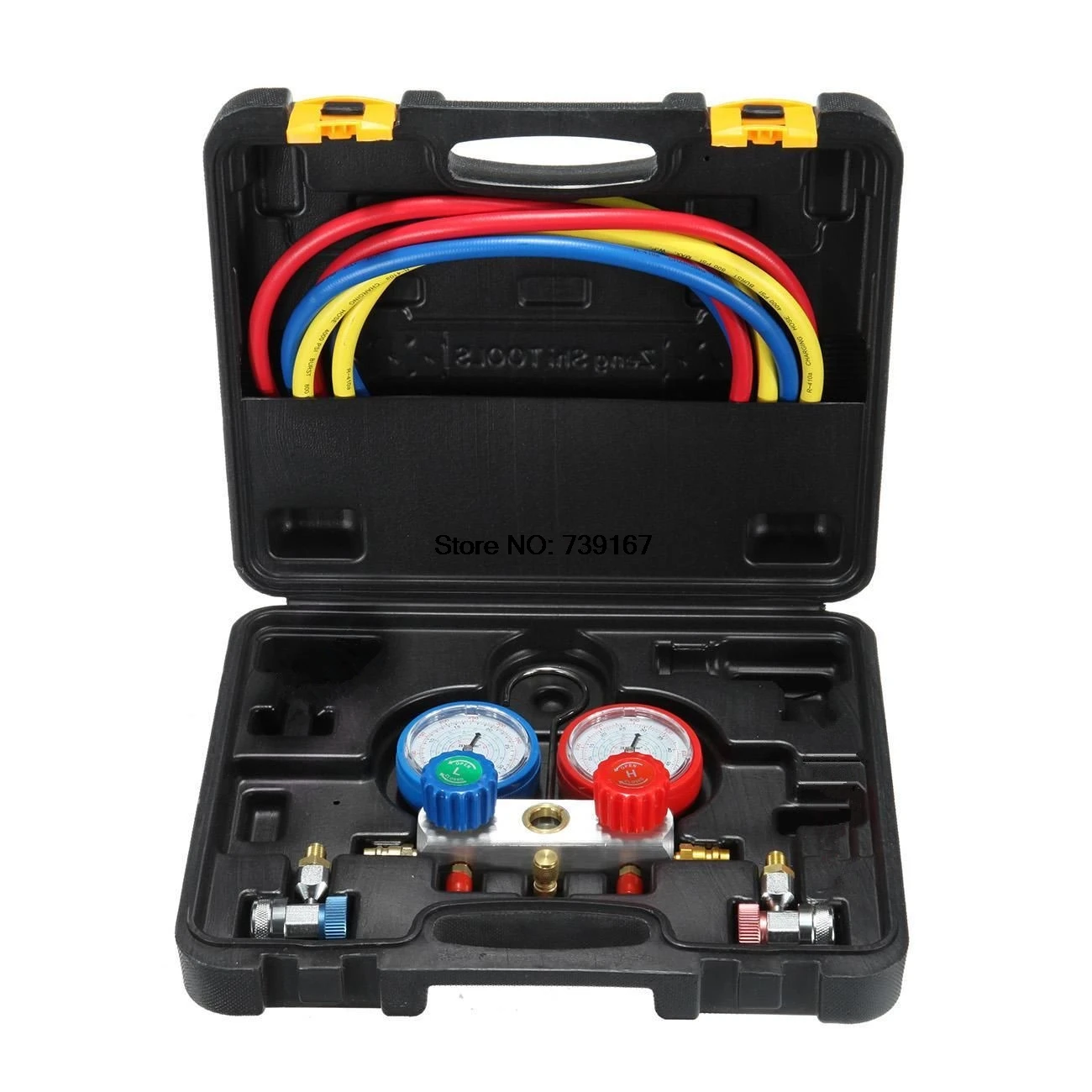 Manifold Gauge Set Diagnostic A/c Tool Kit R22 R134a R410a Refrigeration Brass Auto Service Set 5 Pieds Avec Boitier Raccords De 14 De Pouce Eq De Diagnostic Rouge