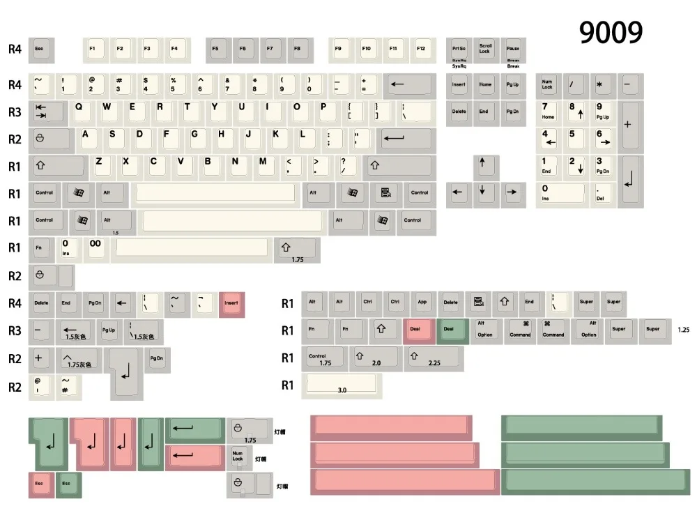 [In Stock] R4 Enjoypbt 9009 keycap Cherry profile Dye-subbed keys International kit VIM kit for cherry mx mechanical keyboard