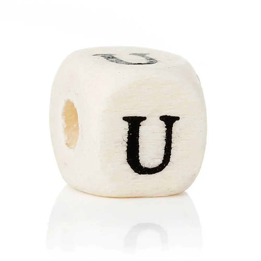 DoreenBeads "о", "Z" Одна буква деревянные разделители бусины кубической формы натуральный/алфавитном порядке серебряные украшения в виде букв из около 10 мм(3/"), отверстие: 4 мм, 300 шт