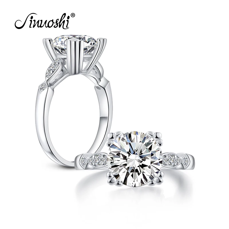 AINUOSHI 3,1 карат, круглая огранка кольцо обручальное кольцо с искусственным бриллиантом свадебное кольцо из стерлингового серебра кошачьи