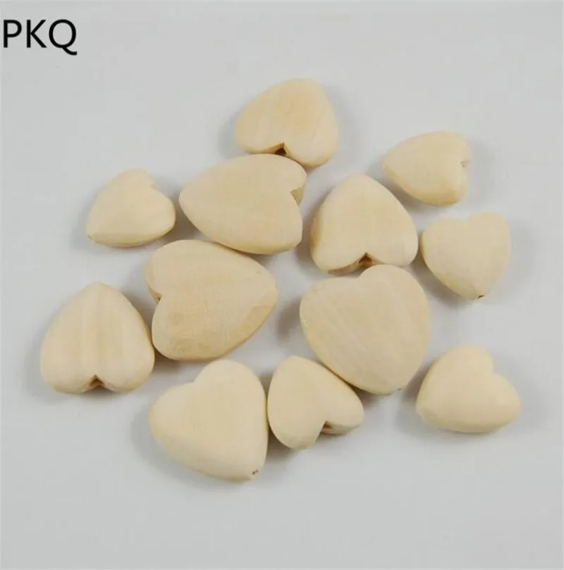 

20/30/40MM Natural Wooden heart Wooden Beads For kids Jewelry Making Baby Teethers DIY Crafts Kids Toys & Pacifier Clip