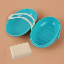 New Kitchen Bathroom Storage Tray Plastic Soap Holder Silicone Lock Portable Shower Travel Soap Box Soap Tray