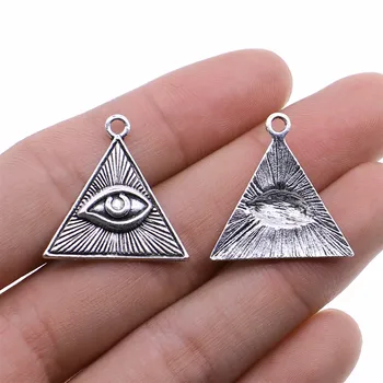 

WYSIWYG 4pcs Horus Eye Triangle Eye Pendant Charms DIY Jewelry Making Jewelry Finding Antique Silver Color 25x25mm