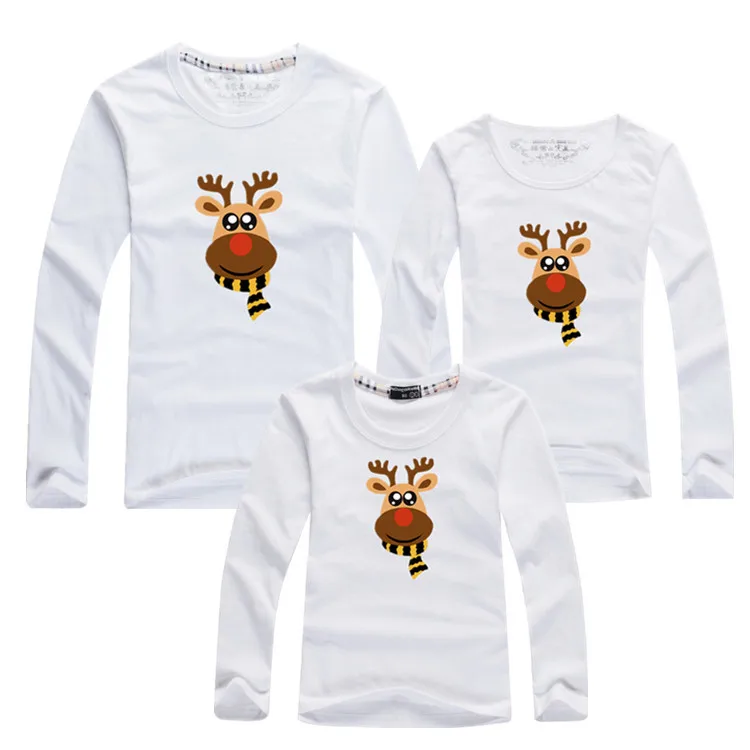 С рождественским оленем, семейная Одежда для мамы и дочки семейная одежда для папы футболка для сына с длинным рукавом Семья подходящая друг к другу одежда