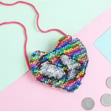 Новая модная детская одежда для девочек Childs плеча Сумочка с пайетками Crossbody сердце мини сумки блесток красочные кошельки