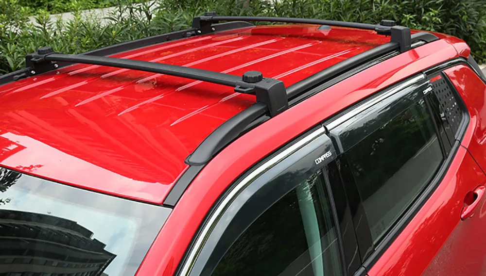 Крыша стойки только для Jeep Compass рельсы из алюминиевого сплава стороны поперечные Чемодан Перевозчик Черный крыше 2 шт. стайлинга автомобилей