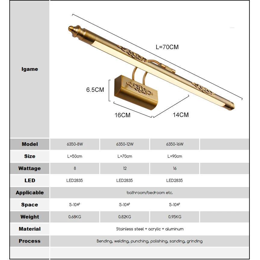 الحمام إضاءة مقاومة للماء جدار مصابيح مجلس الوزراء المرآة البالونية أضواء البرونزية المرحاض الغرور شمعدانات جدارية CE ماكياج تركيبات الإضاء...