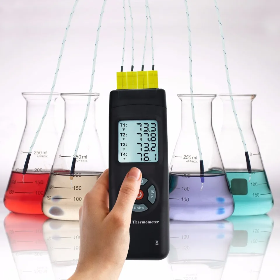 Termometro Digitale 4 Canali Con Termocoppia Tipo K - Alta Precisione, Allarme, USB Per PC - Foto 5