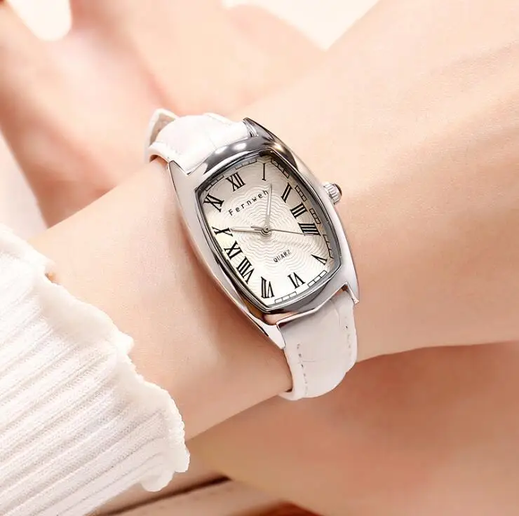 Женские часы Reloj Mujer простые кожаные водонепроницаемые кварцевые женские часы Роскошные брендовые квадратные часы Saat dw стиль - Цвет: Белый